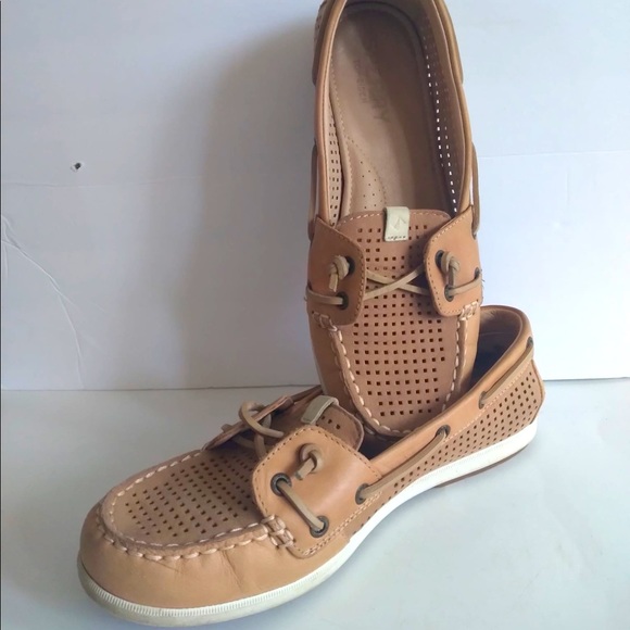 Sperry Shoes Sperry Topsider Shoe Coil Ivy Perforated Tan